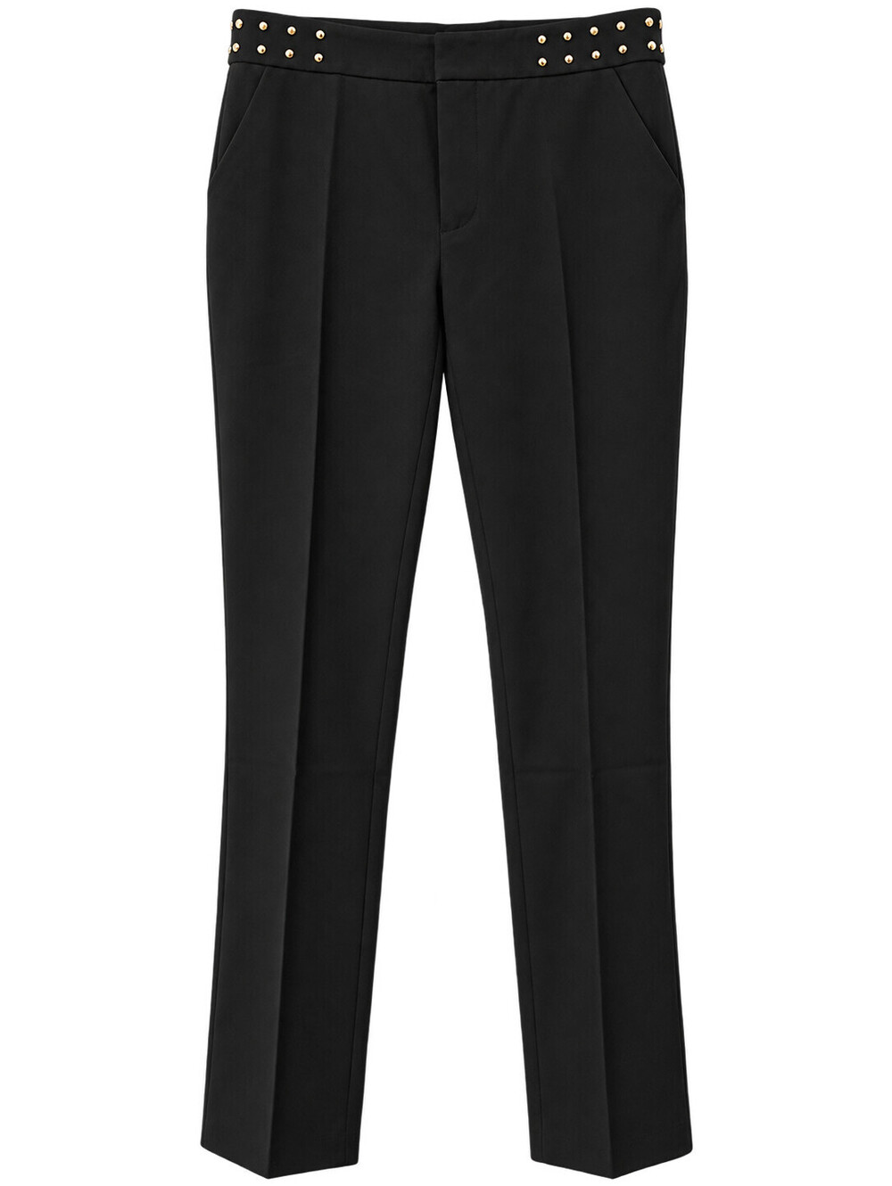 Carmen Marc Valvo Women’s Black Studded Straight Leg Dress Pants Stretch